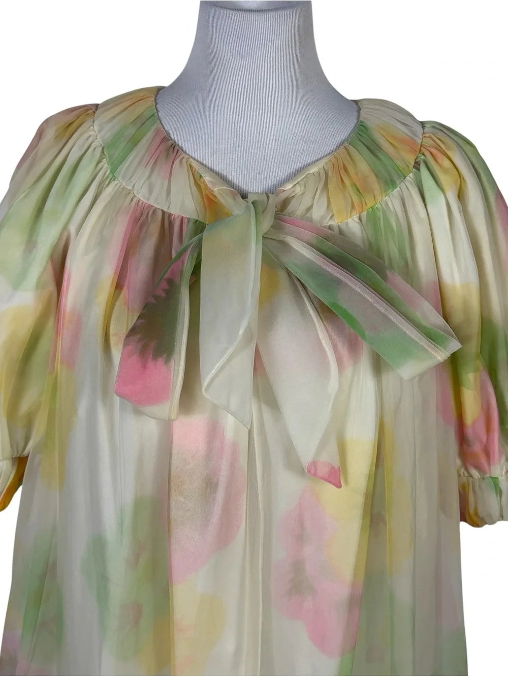 Vintage Hedi California 50's 60's Peignoir Robe Chiffon Floral Watercolor Small